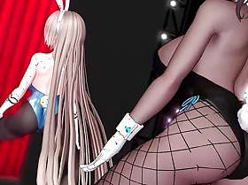 Asuna x Karin Dancing - Chap-fallen Bunny Suit Not far from Pantyhose (3D HENTAI)