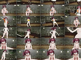 Matsuri - Cute Teen Dancing + Queasy Undressing + Off colour Cowgirl (3D HENTAI)