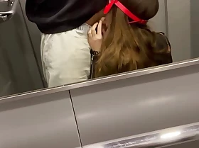 juicy blowjob from 18 year old cat girl in elevator added to then blowjob handy dwelling-place