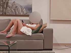 Caught masturbating on the couch. Front version